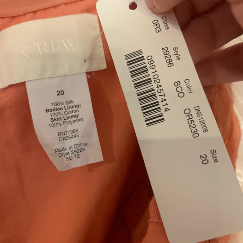 J. CREW Coral Arabelle Size 20 - NWT